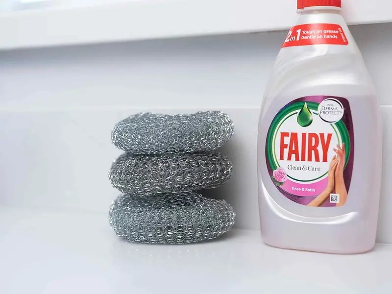 Fairy Addis Steel Scourer - 3Pk Original Premium Steel Wool Pot & pan Scourers Stainless Steel Sponges Cleaning 5