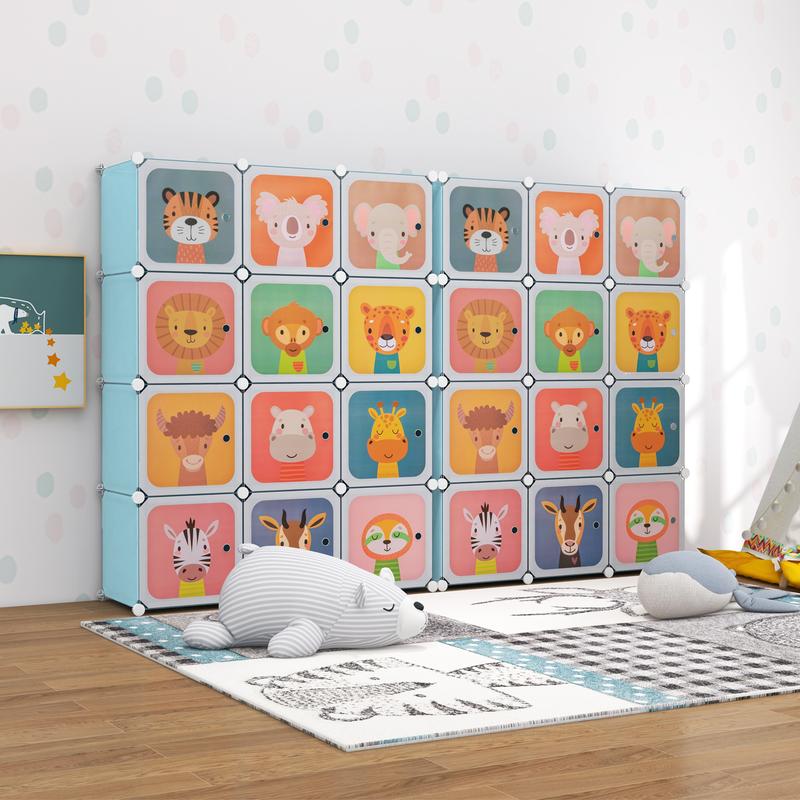 COSTWAY 12 Cube Portable Kids Wardrobe with Hanging Section 7