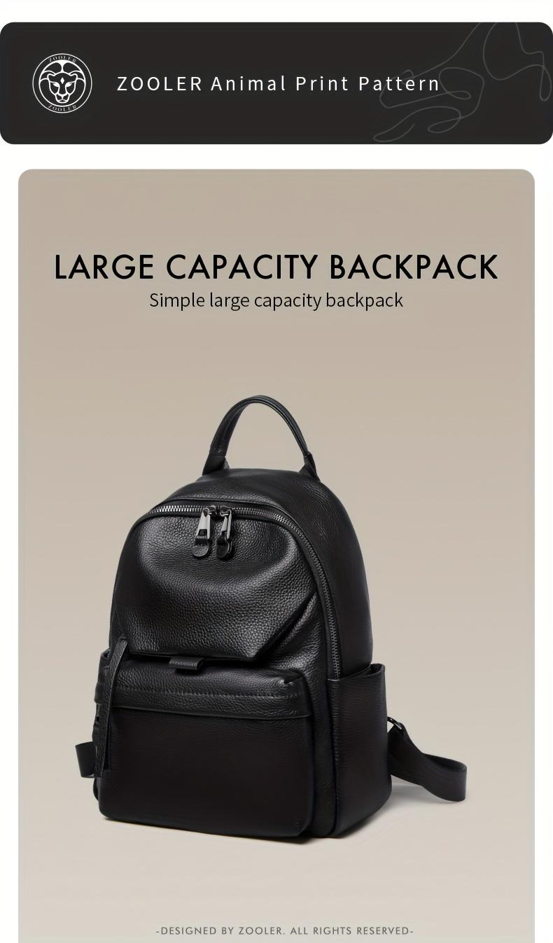 Product Introduction of This Stylish And Minimalist Large-Capacity Women'S Backpack Made of Top-Layer Cowhide Is Perfect for Commuting, Work, And Vacations. 0