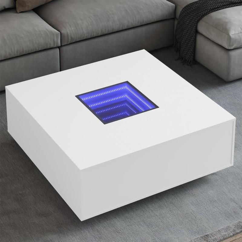 Coffee Table with Infinity LED White 100x100x40 cm 0