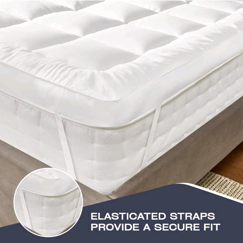 Hotel Quality Mattress Topper 10cm Deep Extra Thick Luxury - Cooling & Anti-Allergy, Elasticated Corner Straps, Single Double King Super King Sizes 6