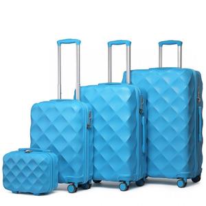 [MissLulu Bags] Bumpy Diamond Design Ultralight ABS and Polycarbonate 20''/24''/28'' Luggage Suitcase with TSA Lock and 13'' Vanity Case - Sky Blue
