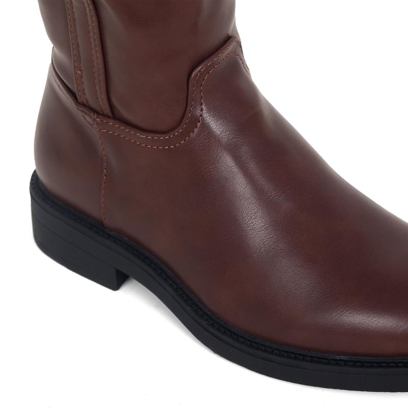Product Introduction of SHUMOKO Women Chunky Ankle Boots  with Zip Women Knee High Boots Flat with Round Toe Women Full Zip Pull-on Boots with Flat Heel 3CM Women Black Brown Boots on youger trend Girl Walking Shoes Comfort Onyx Footwear Shoe Women Magic Stretch Boots 5