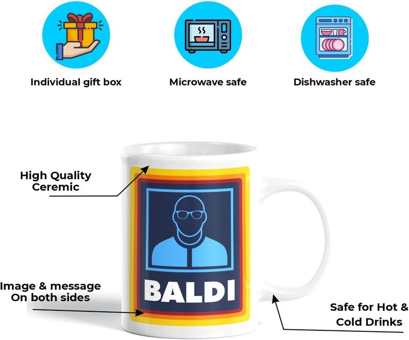 Baldi Gift Mug - Funny Novelty Present for Bald Men, Fathers Day, Grandad -Tumblers Cup Beverage Ceramic Washable Reusable Coffee mug travel  mug 5