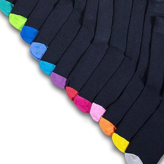 Kids  12 Pack Cotton Rich Colour Heel & Toe Black School Socks Sizes 9-12 and 12-3 4