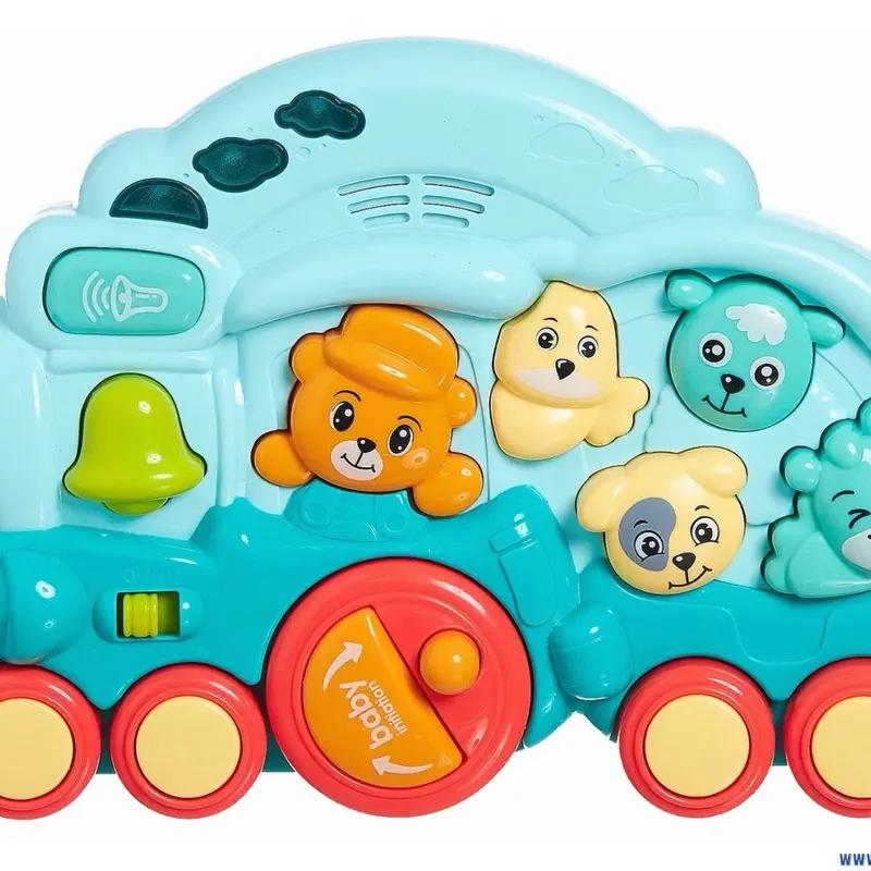 Interactive Locomotive with Animals Animal Sounds Light Effects Blue 2