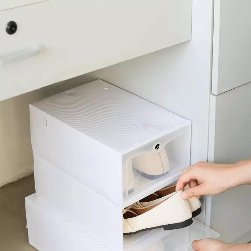 6X Plastic Shoe Storage Boxes Drawer Stackable Foldable Organizer Clear Durable 6