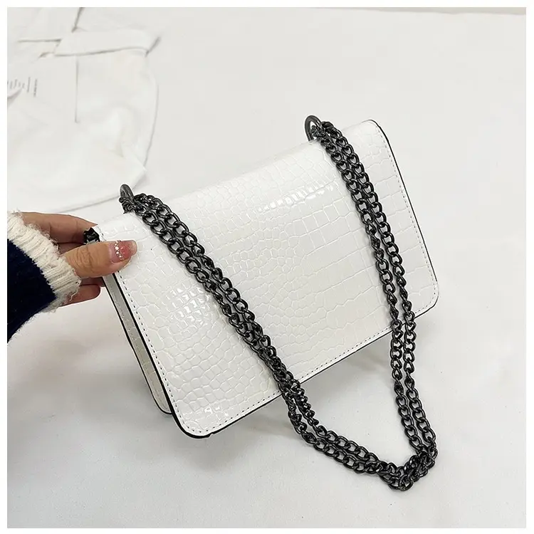 Patent Leather Shiny Crocodile Pattern Chain Underarm Bag - 2024 Summer New Shoulder Bag, Simple Commuter Women's Bag 6