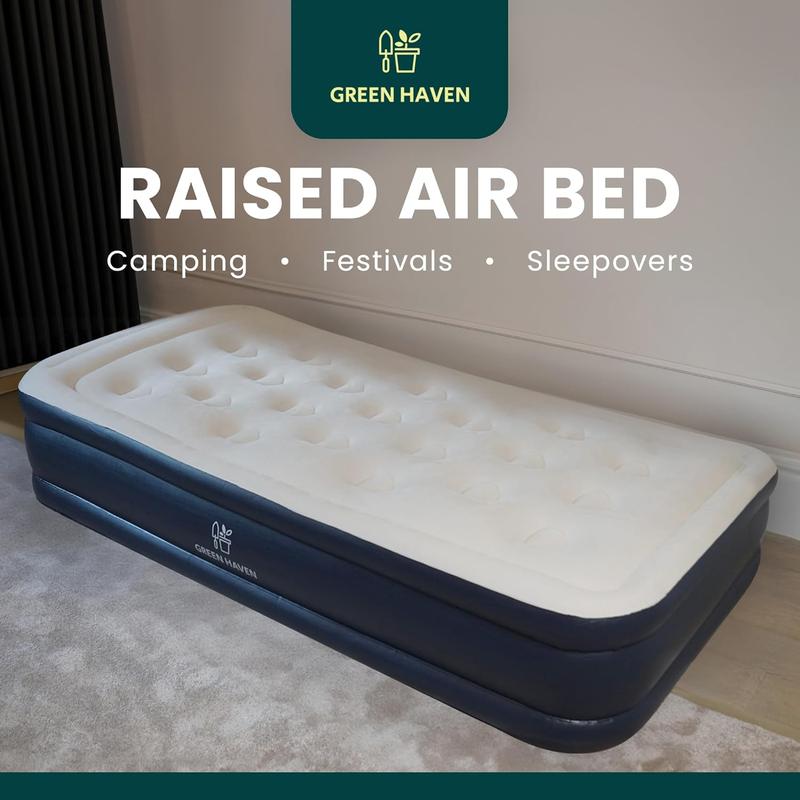 Green Haven Premium Single Raised Air Bed Double with Built-in Electric Pump & Storage Bag - Self-Inflatable Waterproof Camping Mattress - Blow Up Air Mattress for Indoor & Outdoor Use 3