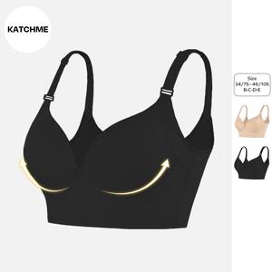 KatchMe Women's Versatile Solid Adjustable Straps Soft Breathable Underwire Push-Up Bra,Sexy Deep V Uplift and Accentuate Bust Bra for Lady