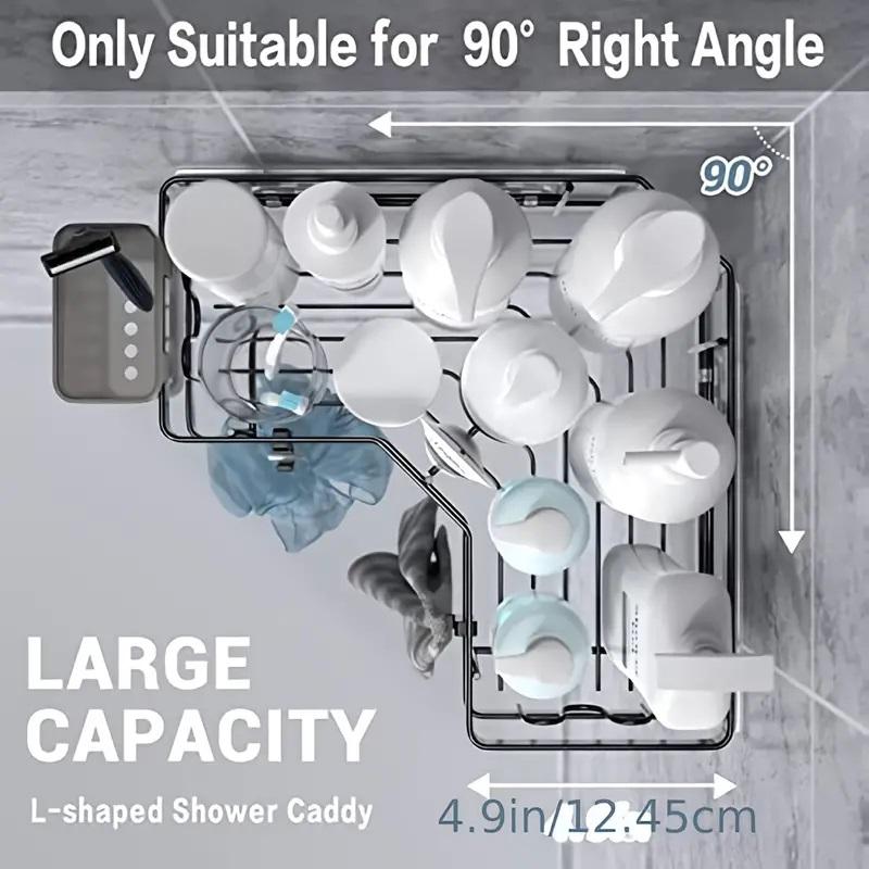 Dual Pack No-Drill Corner Shower Caddy - Rust-Free, Adhesive Mount Storage for Bathroom Bliss! 5
