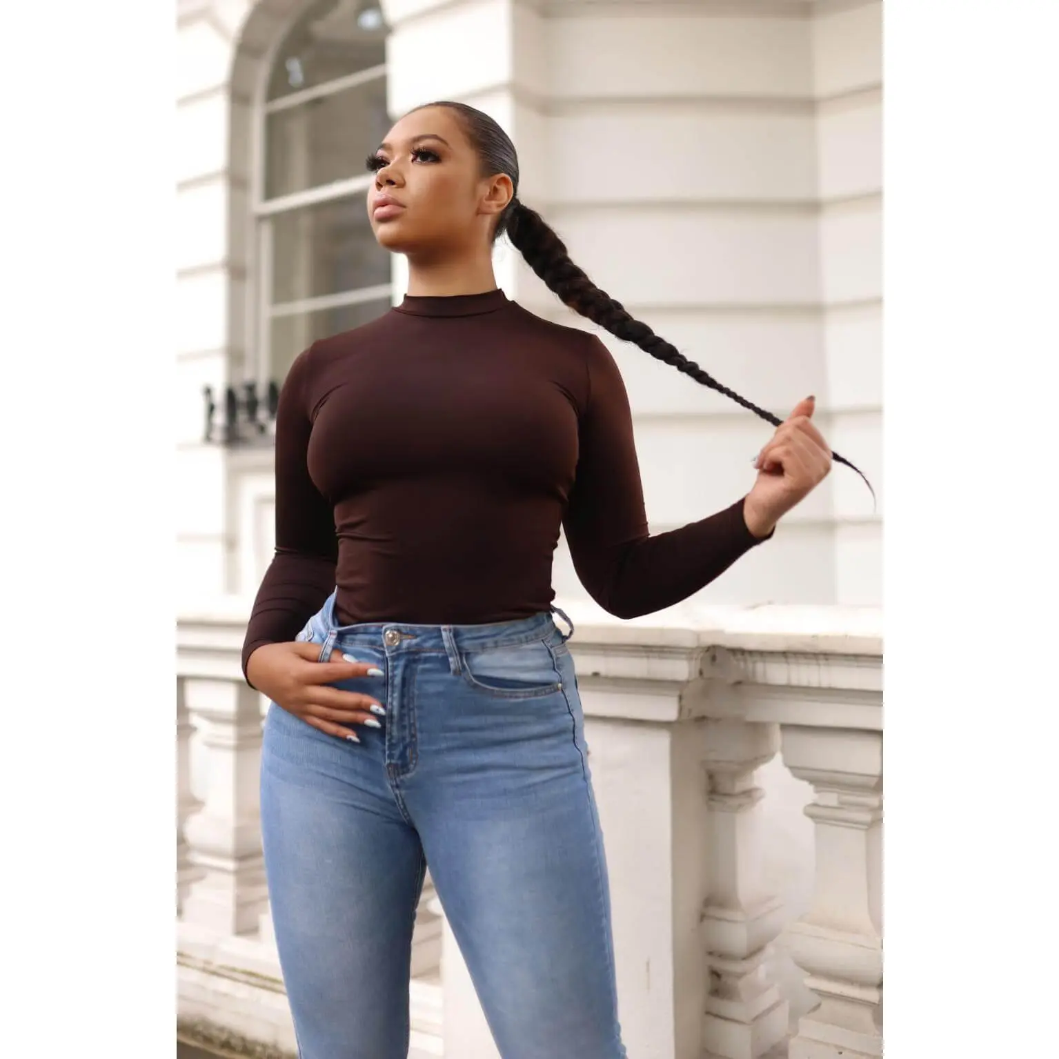 Chocolate Brown Bodysuit Long Sleeve