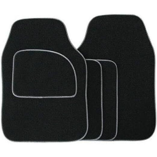 4PCS HEAVY DUTY UNIVERSAL BLACK CARPET & RUBBER MAT SET NON SLIP MATS 4