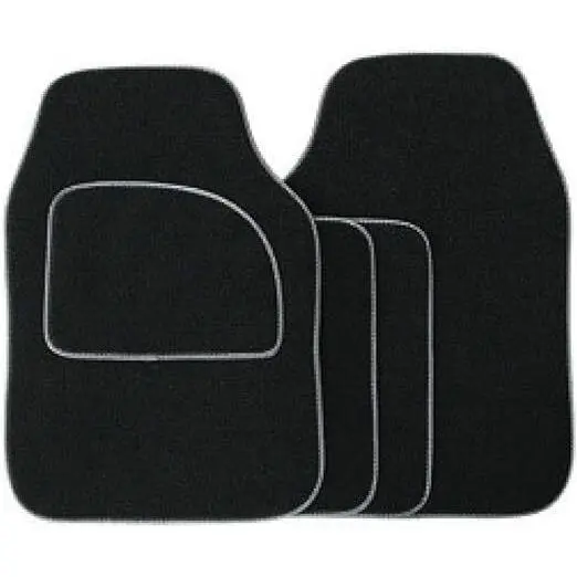 4PCS HEAVY DUTY UNIVERSAL BLACK CARPET & RUBBER MAT SET NON SLIP MATS 4