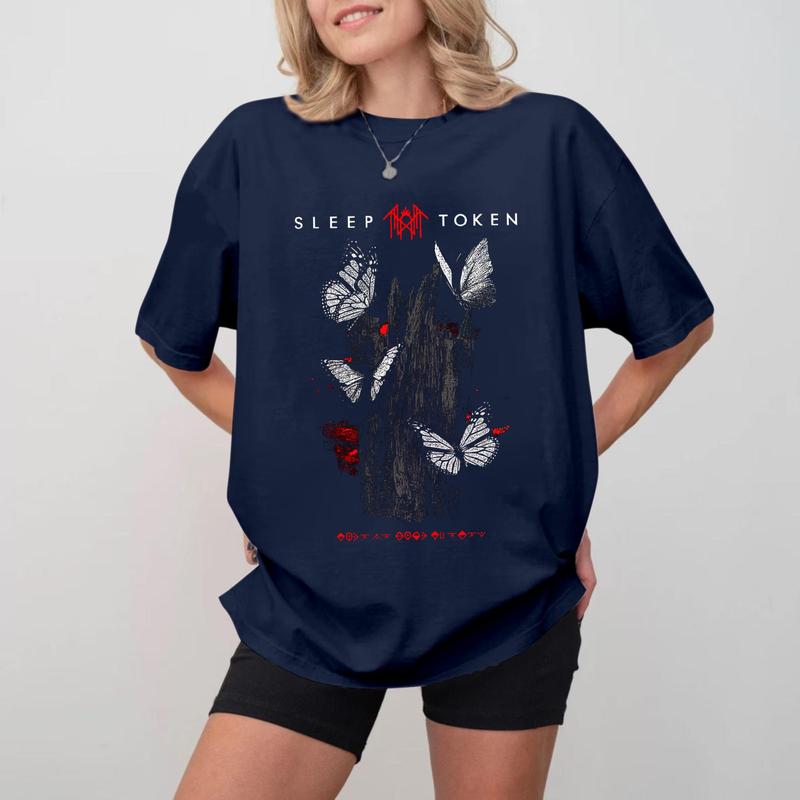 Sleep Token Butterflies Band Logo T-Shirt, Unisex Cotton For Fan For Men Women Tshirt 1