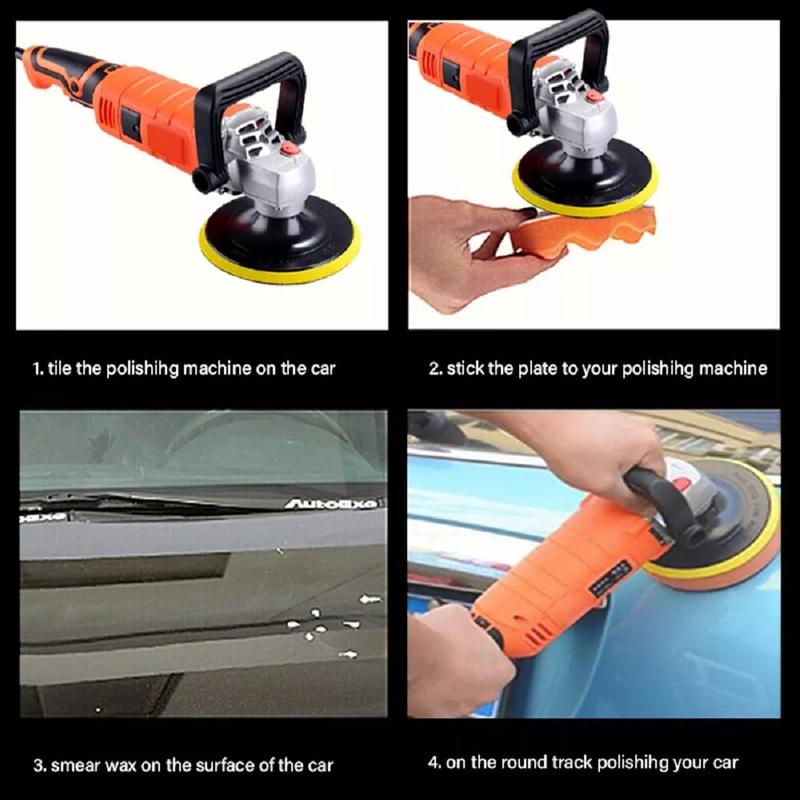 1580W Rotary 7" Dual Action Car Polisher Kit Orbital Polishing Machine Wax Pads 1