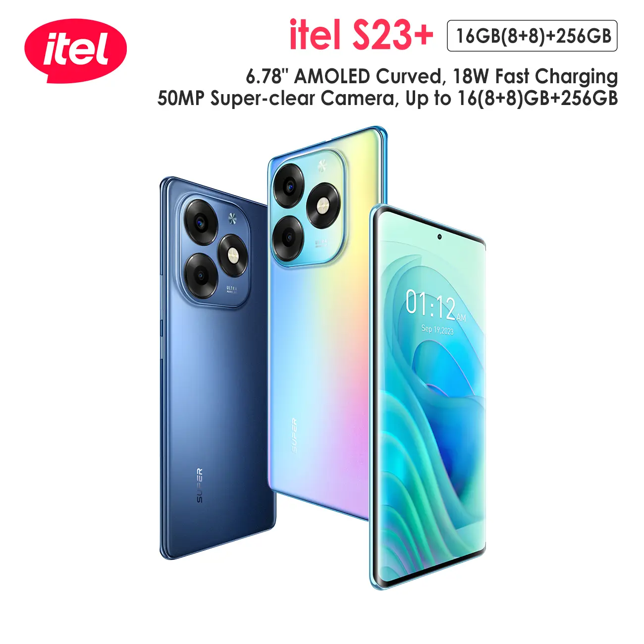 itel S23+ Second-hand mobile phone 8+256GB curved screen phone 50MP camera 32MP front camera 18W flash charge