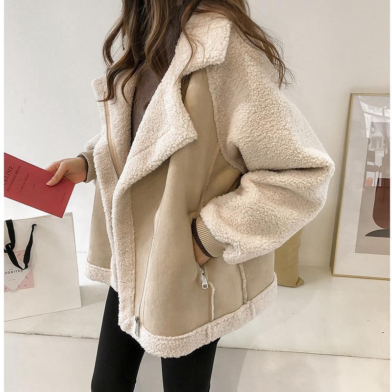 [2024] New Loose Fur coat women's short lambswool motorcycle clothing jacket womenswear tops 0