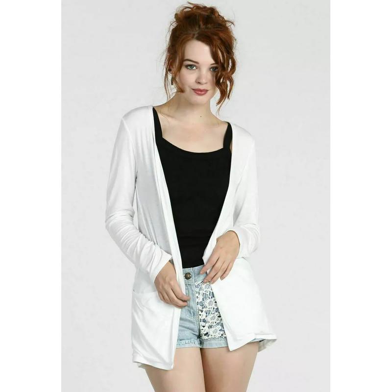 Womens Girls Long Sleeve Ladies Boyfriend Cardigan TOP Open Pocket UK Plus 8-26 4