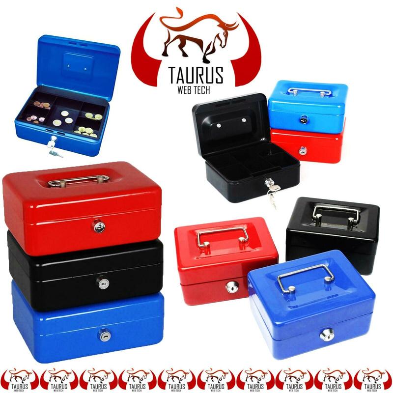 FancyPoint 8" Bank CASH Deposit BOX Steel Tin Security Safe Petty Key Lockable Metal UK 4
