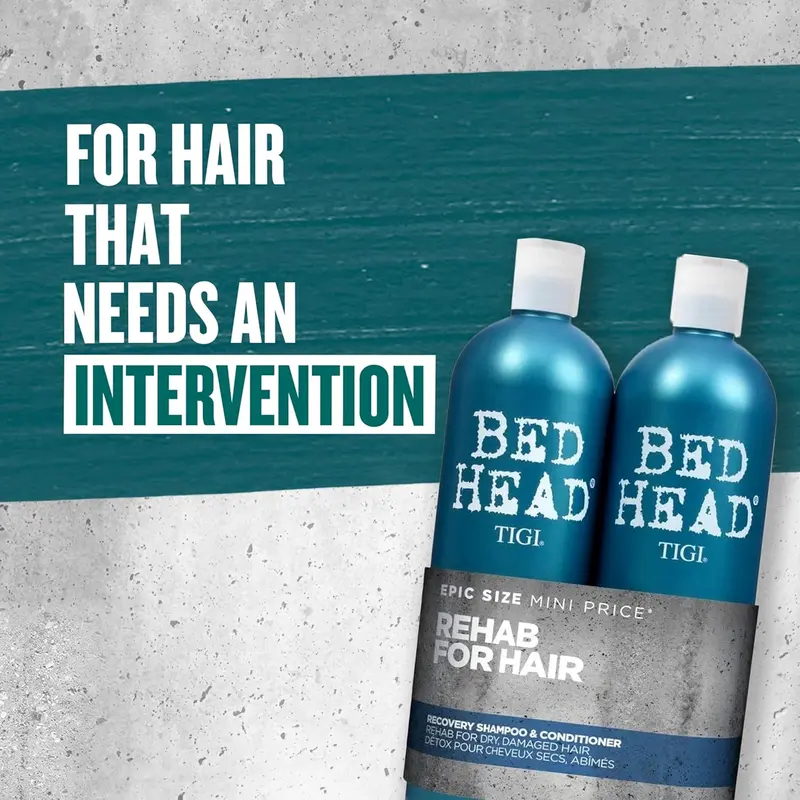 Bed Head by TIGI | Recovery  and  Set | Professional Moisturising  Repair Treatment | Ideal For Dry And Damaged  | 750 ml ( Pack of 2) shampoo anti dandruff Conditioner Haircare Hydrating Moisturize Scent Cleanser Cleansing Hydrate Moisture Comfort 2