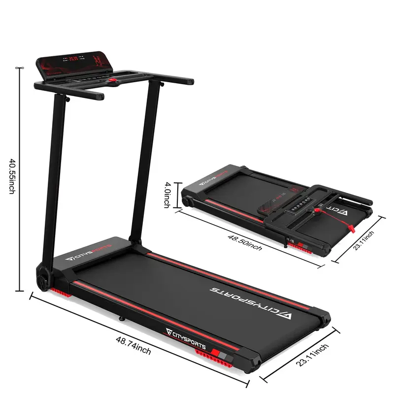 CITYSPORTS Folding treadmill CS-WP9, Foldable Walking Running Machine,2.0HP, for Home,Bluetooth Speaker,LED Display,exercise equipment,Phone Holder,Adjustable Speeds 0.6-7.8 MPH,gym equipments,gym equipment 6