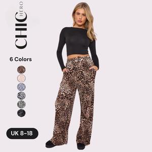 ChicHero Multi Color Print Loose Wide Leg Comfort High Waisted Elastic Trousers