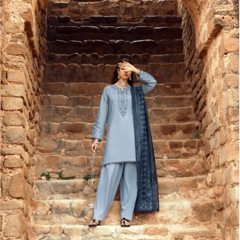 Casual lite embroidered cotton into the sky Small/Medium/Large/XL womenswear casual/Eid desi outfit Traditional Dress Embroidery