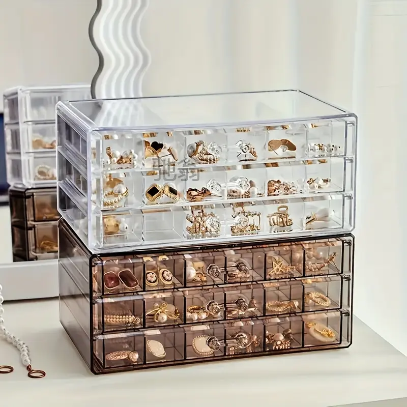 Elegant 3-Layer Jewelry Box with 72-Grid: Classic Octagonal Design & Secure Buckle Closure for Rings, Earrings, Necklaces Organiser 1