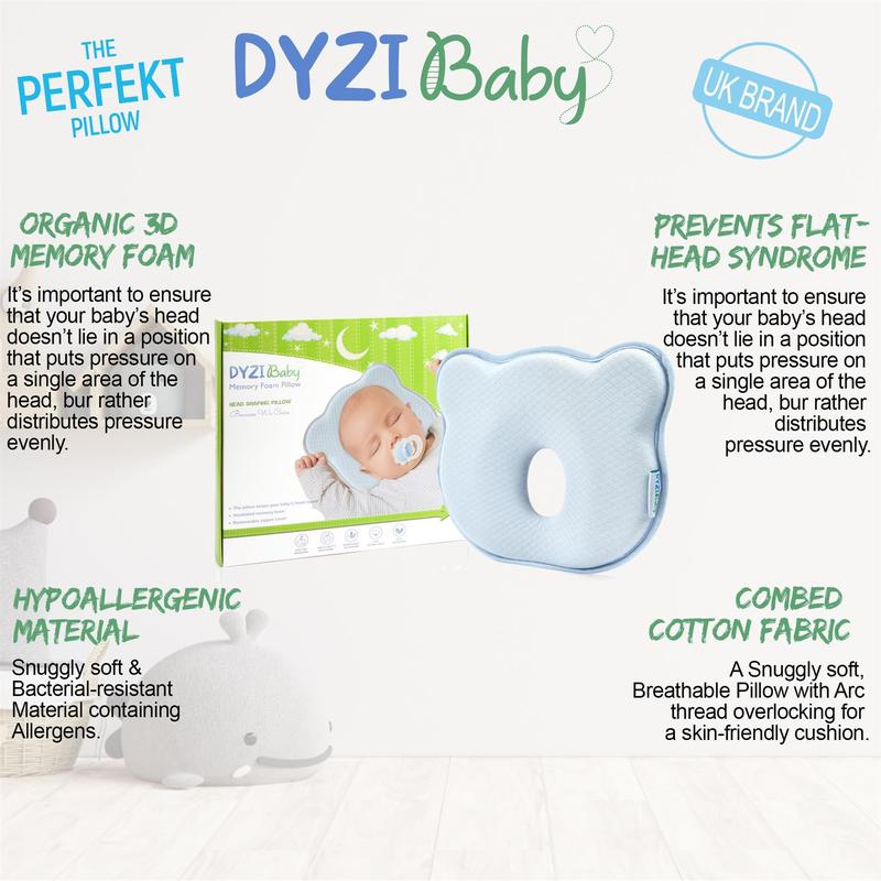 Baby Head Shaping Pillow - 3D Memory Foam Baby Cushion - Prevent Flat Head Syndrome Newborn Pillow - Infant Neck & Back Support with Soft Case - Toddler Sleeping Pillow for Car-seat Cradle Stroller 4