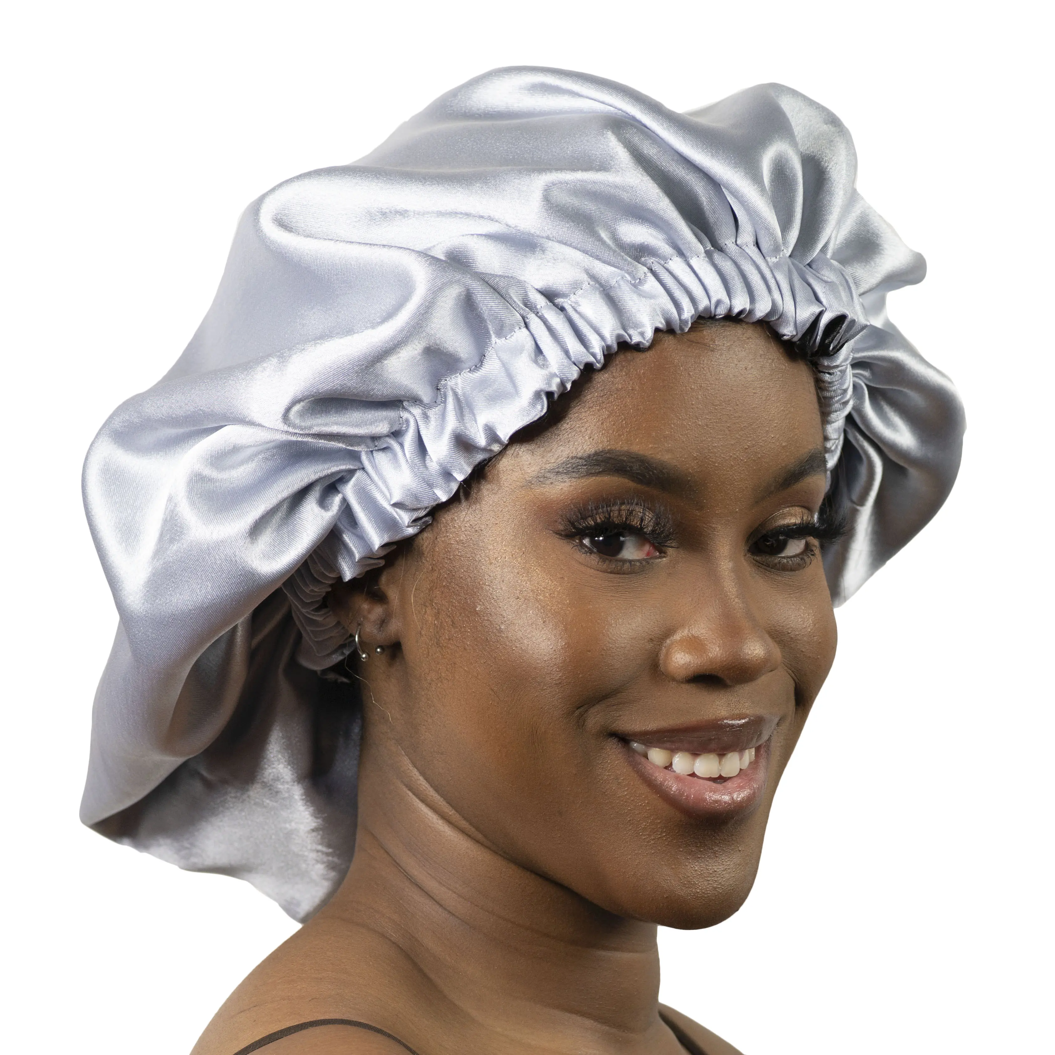 ICE BLUE SILVER Adult to Baby/Newborn/Infant/Children • Reversible Double-layered Satin Bonnet Sleep hat perfect for long braids & hair