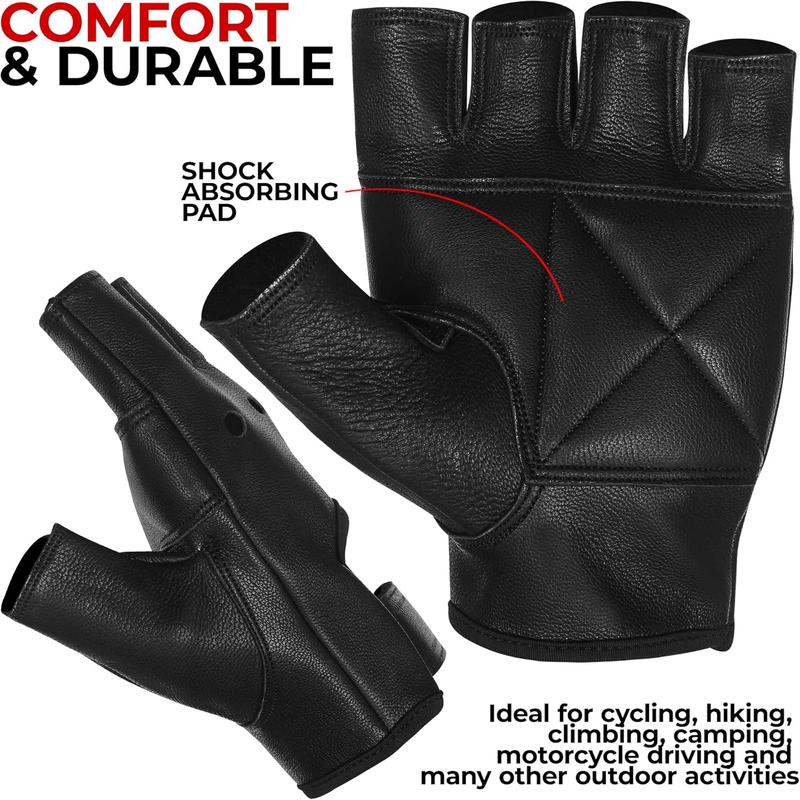 Mozi Sports  LEATHER HALF FINGER CYCLING WHEELCHAIR GYM BUS DRIVING WEIGHT LIFTING GLOVE 1