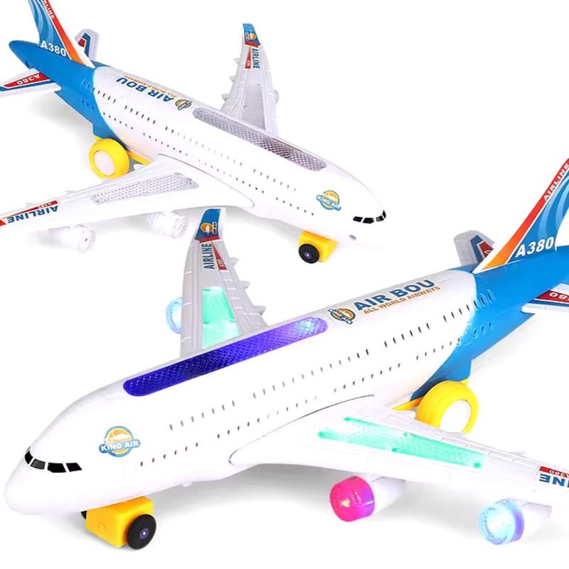 Airplane Toy Kids Airbus A380 Large & Small Size Aeroplane Toys Electric with Flashing Lights LED & Music Bump & Go Educational Toys For Toddlers Children Boy & Girl Best for Birthday Christmas Gifts Present 2