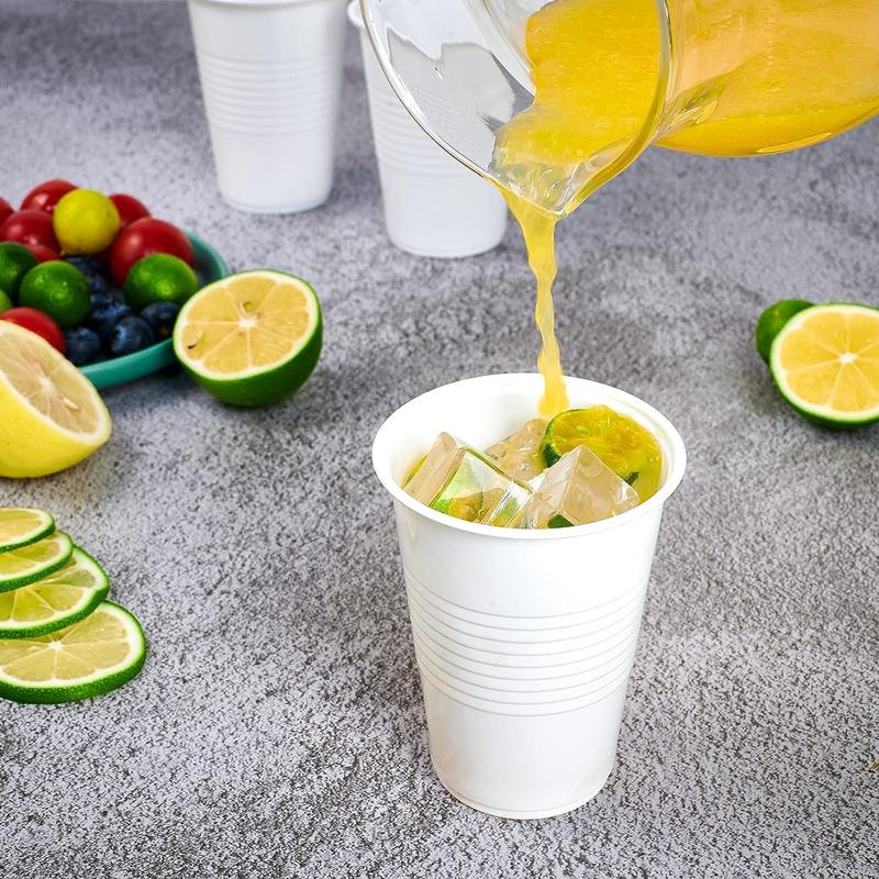 White Plastic Cups, 7oz Plastic Glasses for Party, Wedding, Cocktails, Christmas Party Cups, Cold Party Drinking Cup Halloween Disposable 3