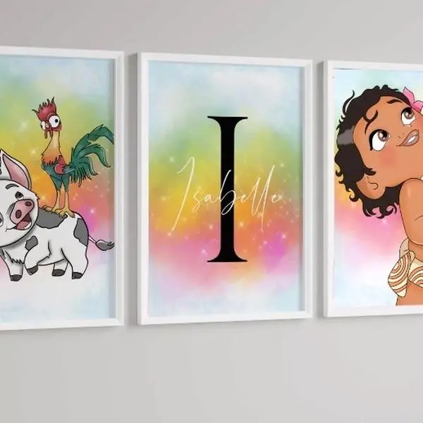 Personalised Nursery Wall Art  Bedroom Decor - Poster  Print Set Decoration, moana , nursery decor, children’s prints, kids wall art x3
