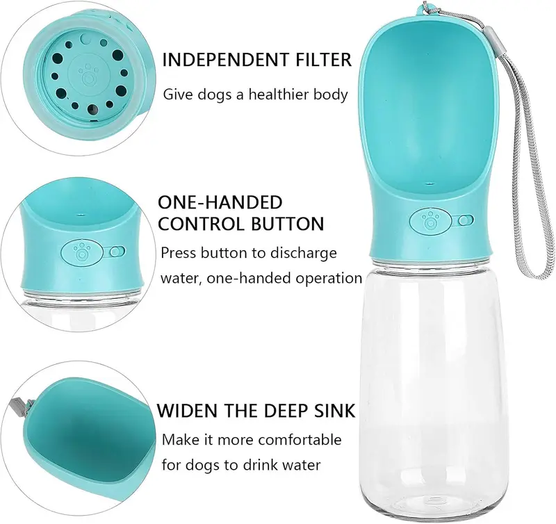 Dog Water Bottle, Leak Proof Portable Puppy Water Dispenser, 550ml Antibacterial Water Feeder For Pets 2