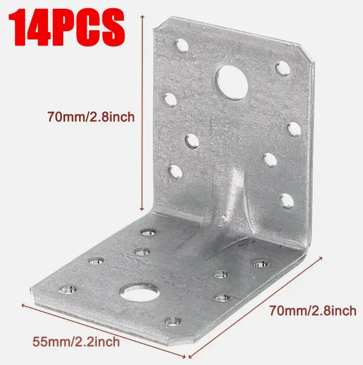 14PCS Galvanised Metal Corner Angle Brackets Steel Heavy Duty Braces L-90 Degree 1