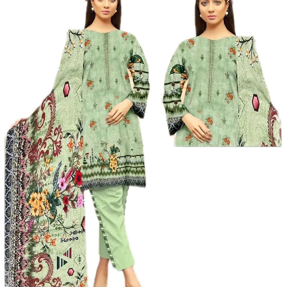 Maria.B Digital Print & Embroidered Soft Karandi Women's Dresses Pakistan Suit - Casual, Womenswear Comfortable Embroidery Everyday Fabric Outfit Style Summer Long Sleeve