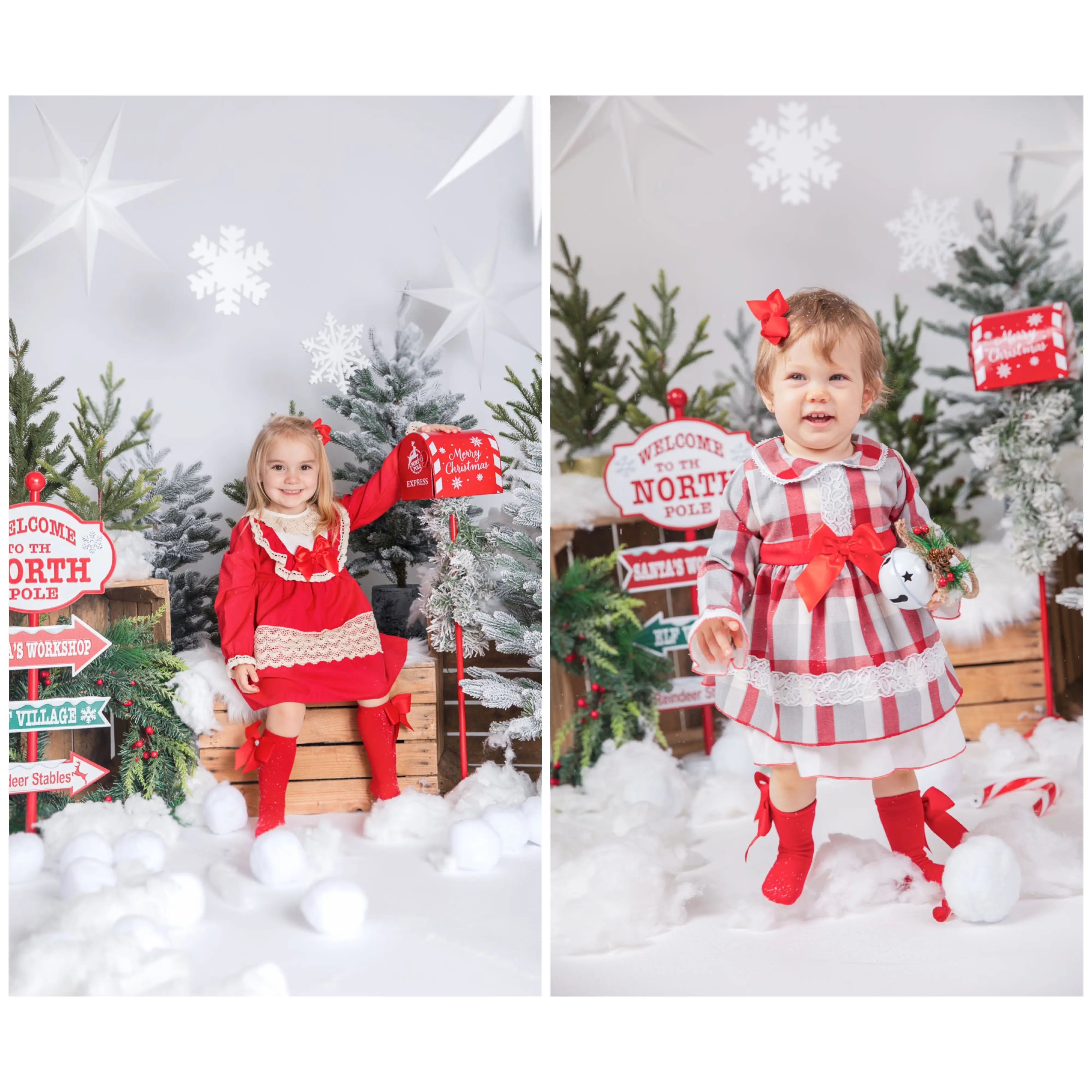 Christmas New Collection Dresses/Rompers + Socks + 2 Hair Clips