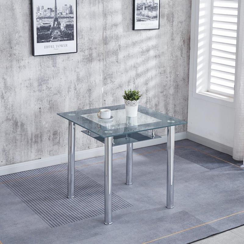 Modernique Compact Tempered Glass Table with 4 Chairs Set Available in Black & Grey 4