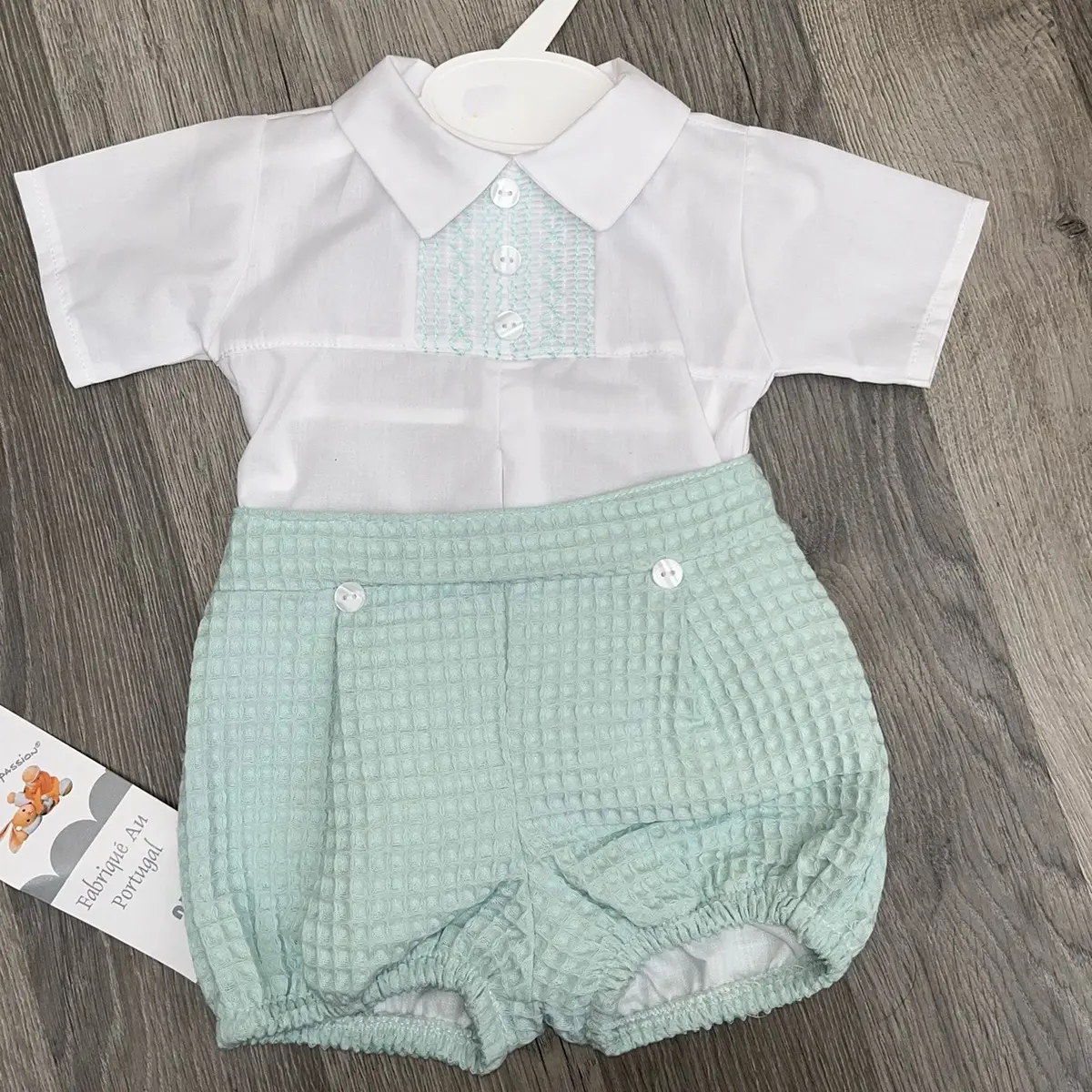 Boys mint green Spanish romper