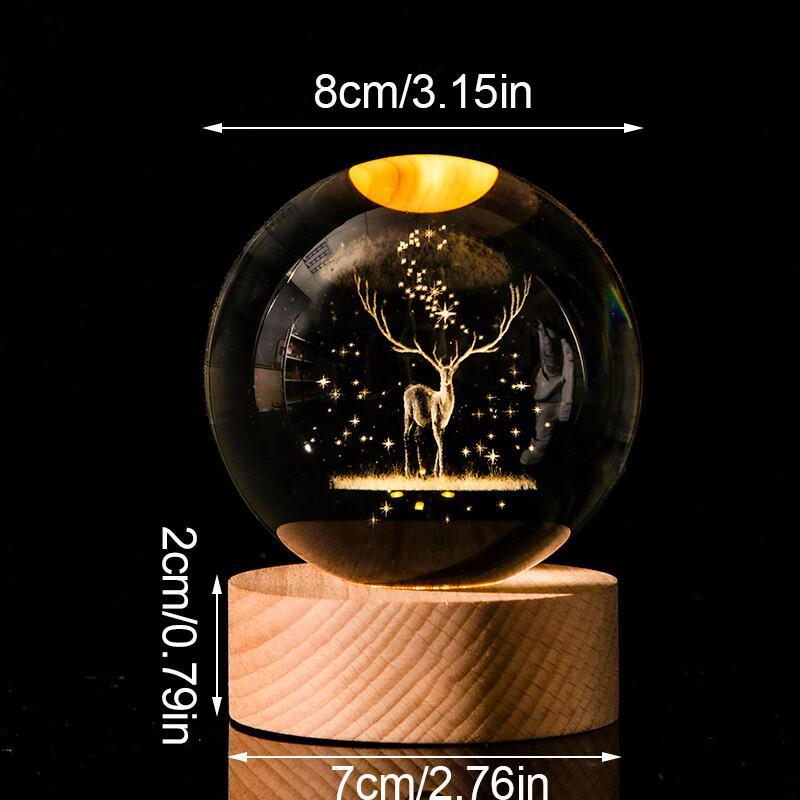 Product Introduction of (2-3 days Arriverd) LED Night Light 80mm 3D Solar System Crystal Ball Gift Galaxy Glass Sphere Globe 16