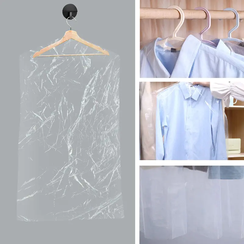 GoDyna 50PCS Garment Bags Suit Cover Bags 60x100cm Clear Clothes Covers Plastic Clothes Dust Bag Suit Dry Cleaning Bag Dustproof Dress Clothing Bag Waterproof Clothing Protective Bag for Men Women 6
