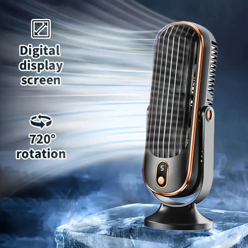 [Portable Air Conditioner Fan] 1pc Portable Air Conditioner Fan - 5-Speed USB Rechargeable Cooling Fan with Dual Motor, Large Battery, 720° Surround Air Blower - Ideal for Office, Travel, Camping, Outdoor RV 8