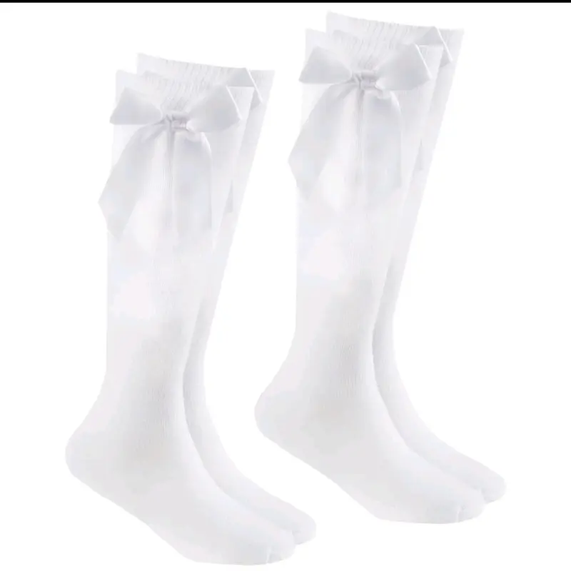 Girls Knee High Bow School Socks in Cotton Blend for Comfortable Wear 3