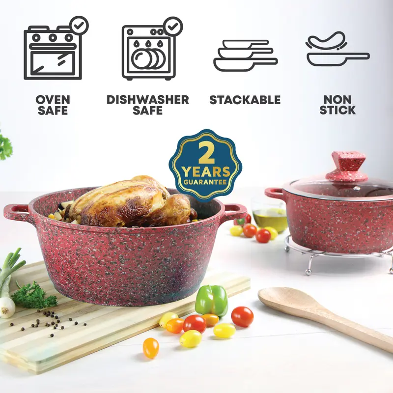 SQ Professional Nessa Granum Die-Cast Stockpot Set 5pc Cookware Durable, High quality material 5