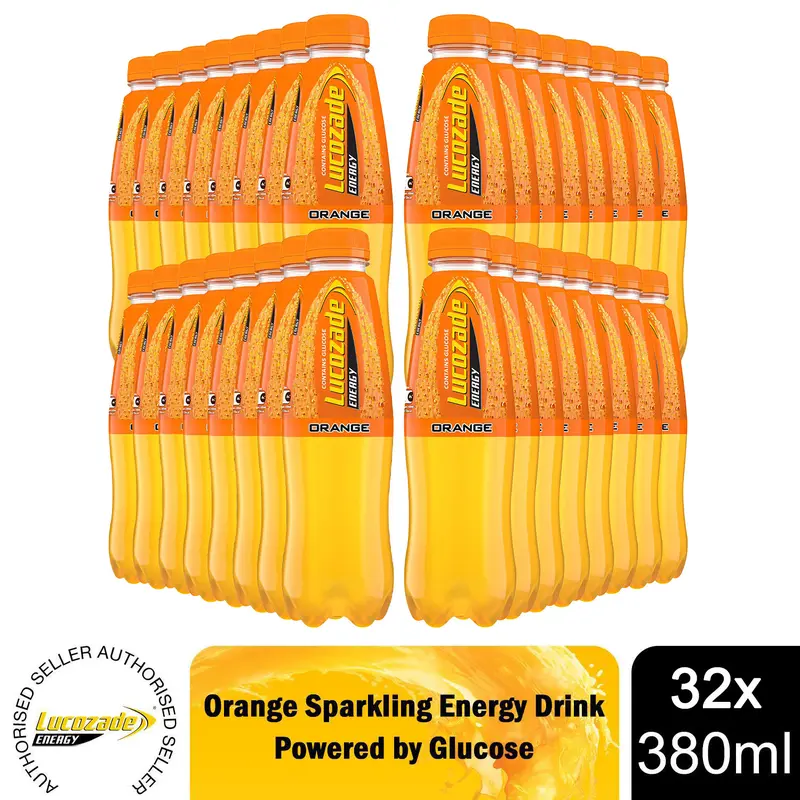 Lucozade Energy Orange Sparkling Energy Drink Powered By Glucose, 32x380ml 0