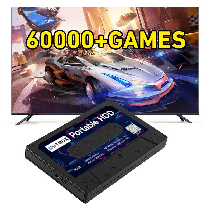 500G Portable External  Hard Drive Disk, Batocera 33 Game System, for Laptop/PC/Windows 1