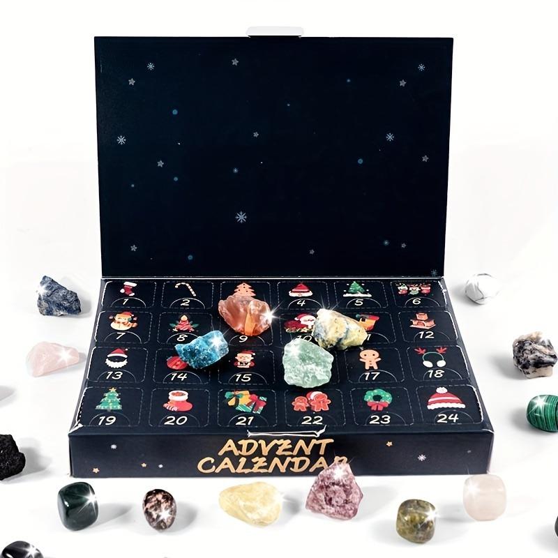 Christmas Advent Calendar Mysterious Crystal Gem 24 Day Christmas Countdown Calendar Gift, Contains 24 Bulk Natural Crystal Gemstones, Rock Crystal Mixed Pack, Collectible Minerals, Educational Science Set, Christmas Gift Set Crystal Stone Ornaments 2