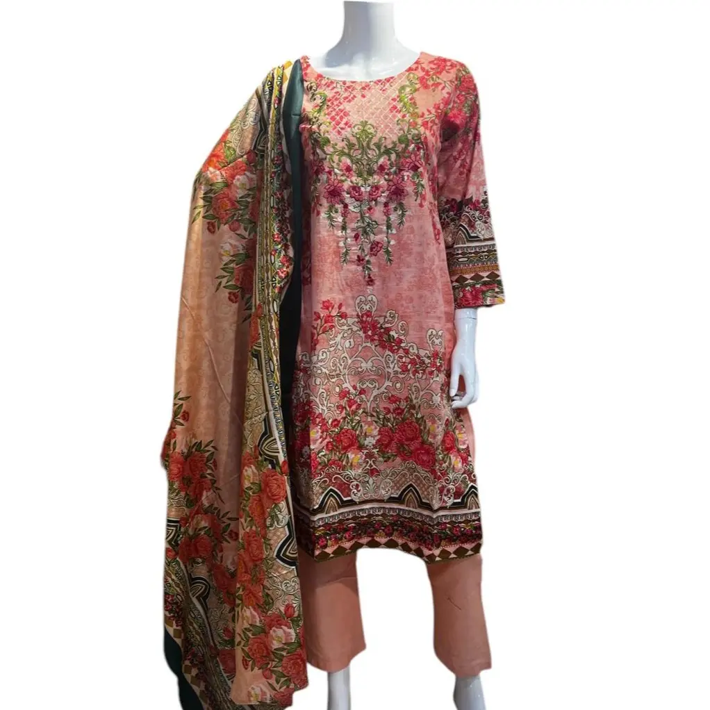 Khaddar Material 3 Piece Suit with Shawl for Women - Casual Dress